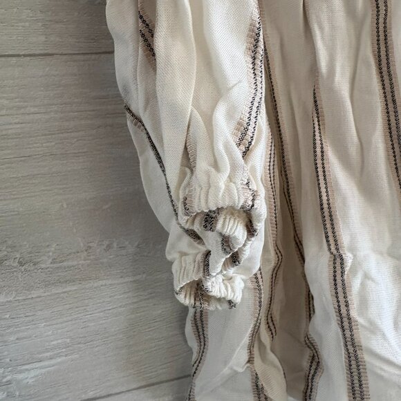 Fever Women's 3/4 Sleeve Blouse Shirt Top Size M Ivory Trick/Striped - Picture 3 of 4